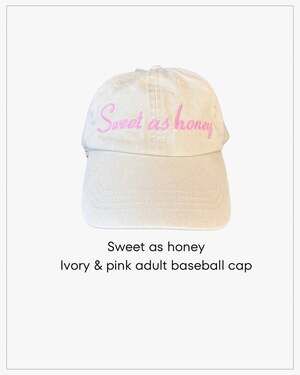 Brandy Melville style Sweet As Honey Ivory Pink Embroidered Baseball Cap